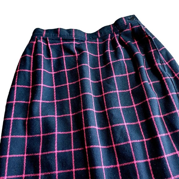 Pendleton Virgin Wool Women Size 12 Skirt Short Pencil BLACK PINK Waist 28" - Picture 5 of 9